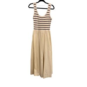 Moon River Mixed Media Sleeveless Maxi Dress in Cream and Black